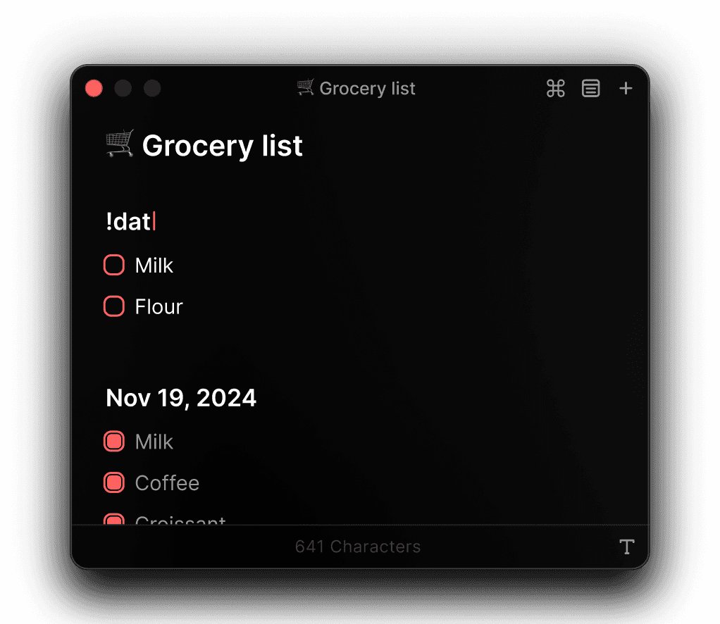 Grocery list